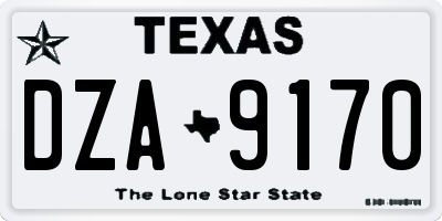 TX license plate DZA9170