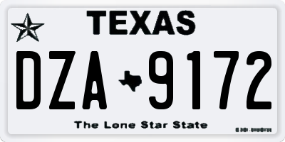 TX license plate DZA9172