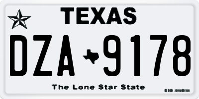 TX license plate DZA9178