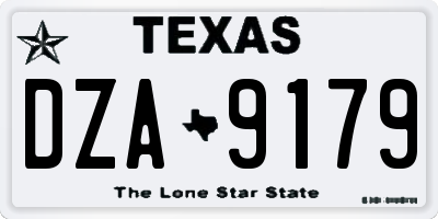 TX license plate DZA9179