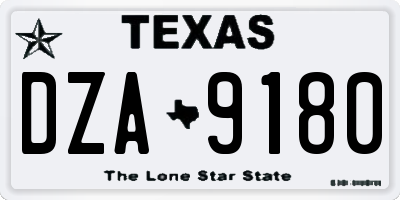 TX license plate DZA9180