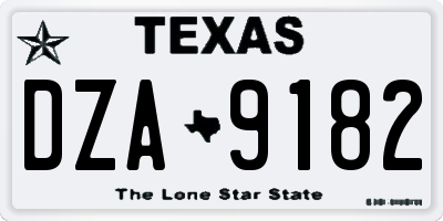 TX license plate DZA9182