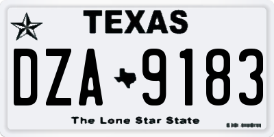TX license plate DZA9183