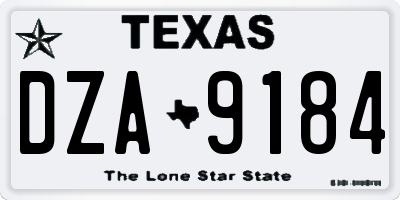 TX license plate DZA9184