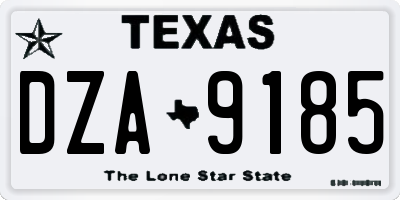 TX license plate DZA9185