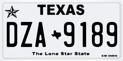 TX license plate DZA9189