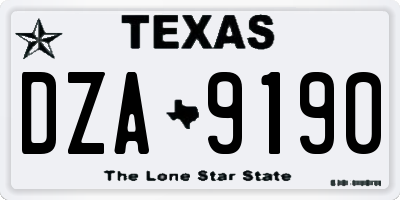 TX license plate DZA9190