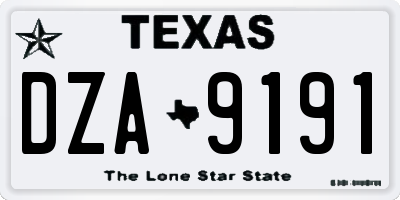 TX license plate DZA9191
