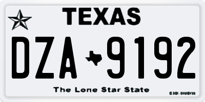 TX license plate DZA9192
