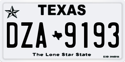 TX license plate DZA9193