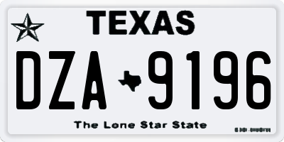 TX license plate DZA9196