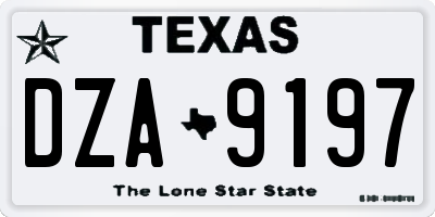 TX license plate DZA9197
