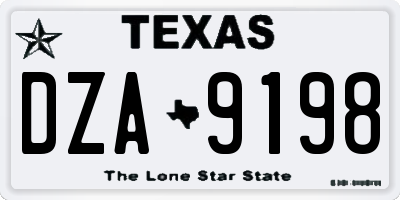 TX license plate DZA9198