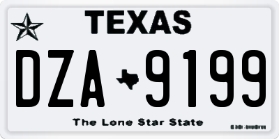 TX license plate DZA9199