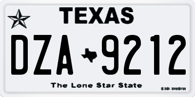 TX license plate DZA9212