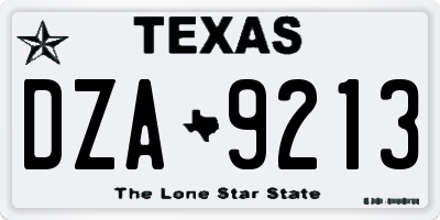TX license plate DZA9213