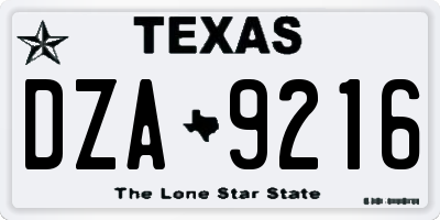 TX license plate DZA9216