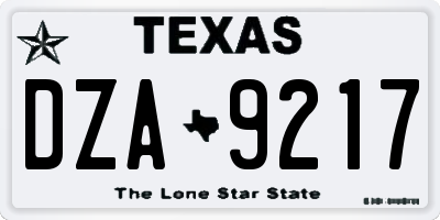 TX license plate DZA9217