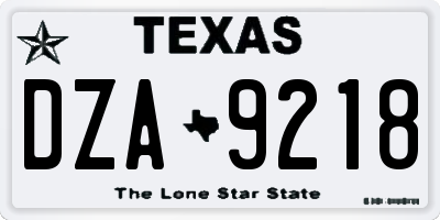 TX license plate DZA9218