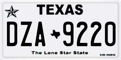 TX license plate DZA9220