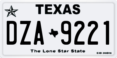 TX license plate DZA9221