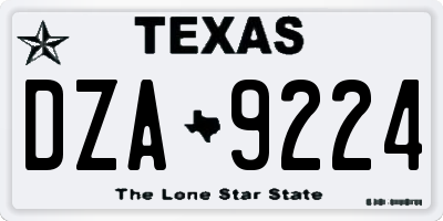 TX license plate DZA9224