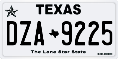 TX license plate DZA9225