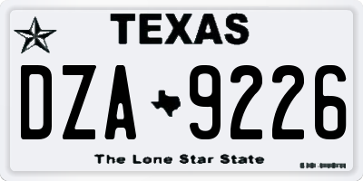 TX license plate DZA9226