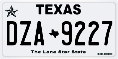 TX license plate DZA9227