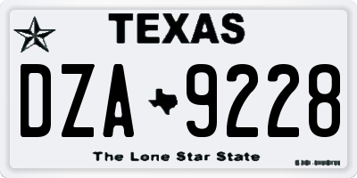 TX license plate DZA9228