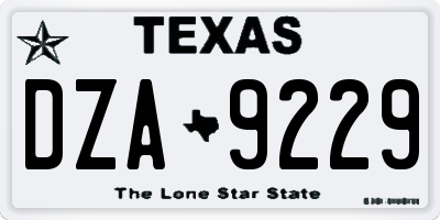 TX license plate DZA9229