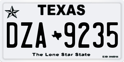 TX license plate DZA9235
