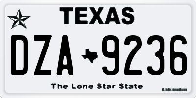 TX license plate DZA9236
