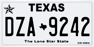 TX license plate DZA9242