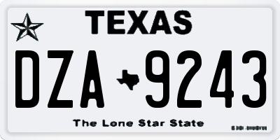 TX license plate DZA9243