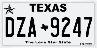 TX license plate DZA9247