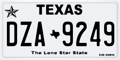 TX license plate DZA9249