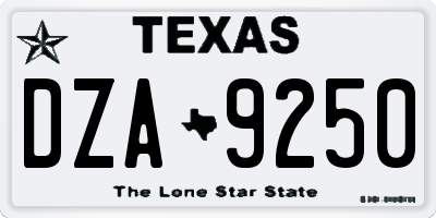 TX license plate DZA9250
