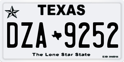 TX license plate DZA9252