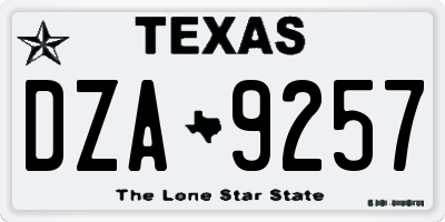 TX license plate DZA9257