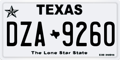 TX license plate DZA9260