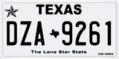 TX license plate DZA9261