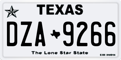 TX license plate DZA9266