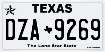 TX license plate DZA9269