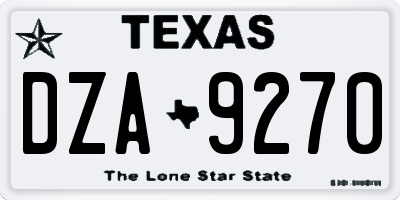 TX license plate DZA9270