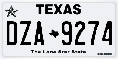 TX license plate DZA9274
