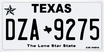 TX license plate DZA9275