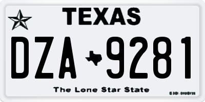 TX license plate DZA9281