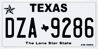 TX license plate DZA9286
