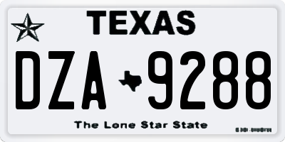TX license plate DZA9288